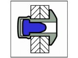 500 x Dicht-/Becherniet Stahl/Stahl Großkopf 3,2x06x10 - Klemmbereich: 0,5-1,5mm