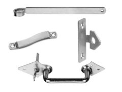 Stalltürklinken-Satz zum Aufschrauben, Hebel 250 mm, hell verzinkt