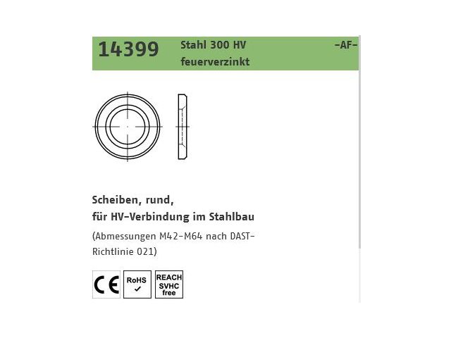 A.Friedberg Scheiben für HV-Verbindungen im Stahlbau EN 14399-6 Stahl 300 HV tzn 