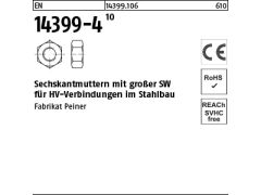 1 x HV Sechskantmuttern EN 14399-4 Kl.10 M27 - Peiner (blank/schwarz)