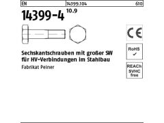1 x HV Sechskantschrauben EN 14399-4 10.9 M20x125 - Peiner (blank/schwarz)