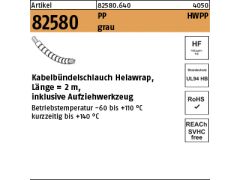 1 x Kabelbündelschlauch Helawrap PP grau 16 x 2000 inkl. Aufziehwerkzeug