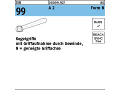 10 x Kegelgriff DIN 99 N 100 M12 geneigt mit Gewinde Edelstahl A2