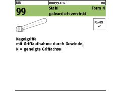 5 x Kegelgriff DIN 99 Stahl N 125 M16 geneigt mit Gewinde galv. verzinkt