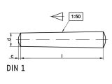 1 x Kegelstifte DIN 1 1.4305 B 10x80 rostfrei A 1
