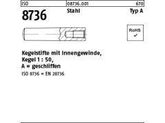Kegelstift DIN 7978/ISO 8736 m.Innengewinde A 8 x 40 Stahl Kegel 1:50 DIN 7978