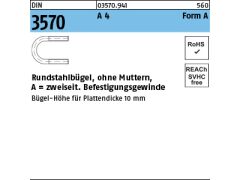10 x Rundstahlbügel DIN 3570 Form A 94 / NW 80 M12 Edelstahl A4