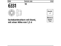 1 x Sechskantmu. mit Bund DIN 6331 Kl.10 M36 SW55 gestempelt (blank/schwarz)