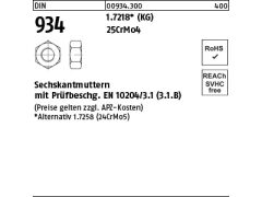100 x Sechskantmuttern DIN 934 24CrMo5 M10 Aluminiumternativ 25CrMo4