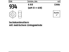 5 x Sechskantmuttern DIN 934 Kl.6 AU M42 - Linksgewinde (blank/schwarz)