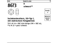 1 x Sechskantmuttern ISO 8673 Kl.8 M72x6 schwarz