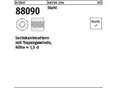 1 x Sechskantmuttern mit Trapezgew. TR 24 x 5 x SW 36 x L36 (blank/schwarz)