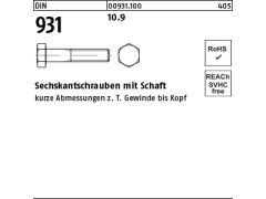 1 x Sechskantschrauben DIN 931 10.9 M36 x 180 (blank/schwarz)