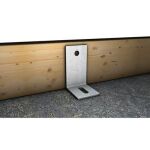 Abbildung von einem Betonwinkel, der mit einer Seite auf einer Betonfläche befestigt ist und mit der anderen auf einem Holzbalken befestigt ist